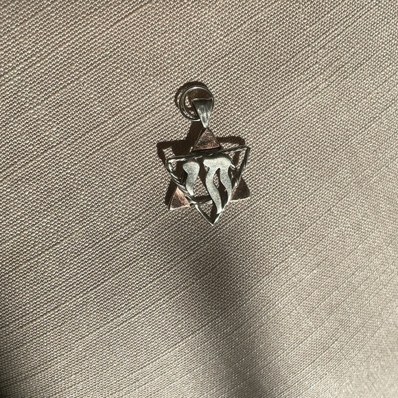 Star of David Chai Vtg Sterling Silver & Rose Gold Vermeil Charm Pendant ~ 2.9g - Picture 5 of 7